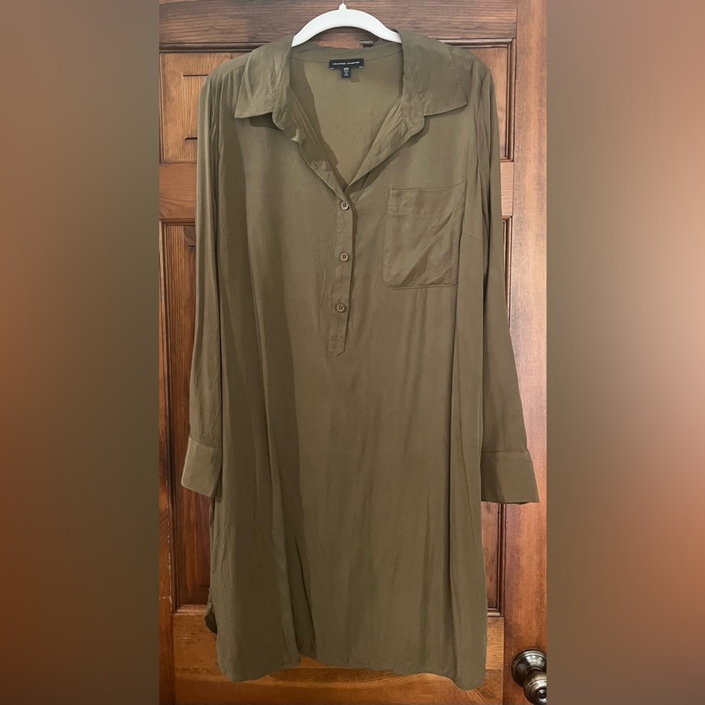Universal Standard Cupro Rubicon Shirt Dress Olive Size 2XS